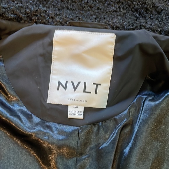 Womens NVLT Berber Fleece Black MidLength Zip Up Coat Large Fashion Buckle Neck - Picture 8 of 15